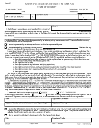 Document preview: Form 357 Waiver of Arraignment and Request to Enter Plea - Vermont
