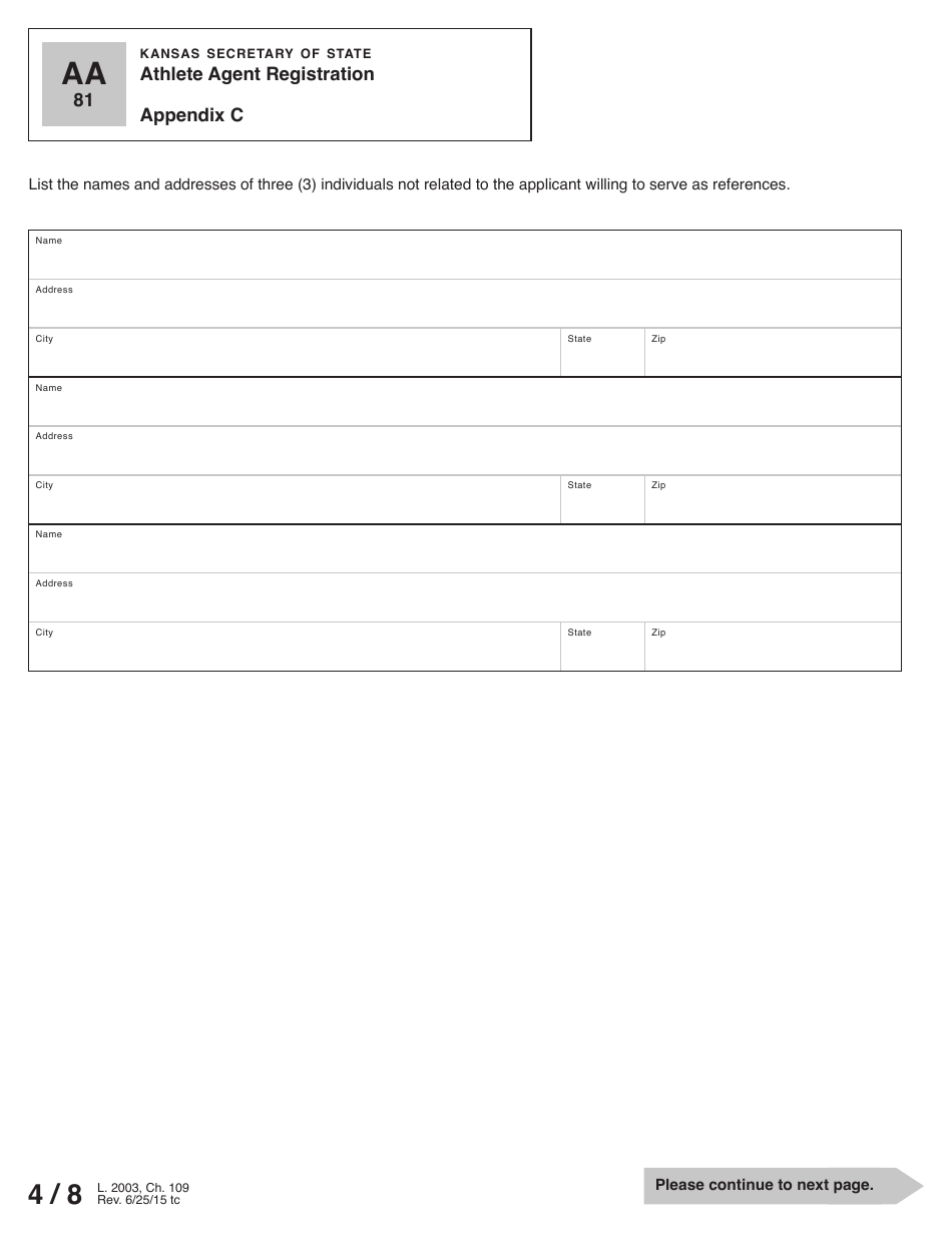 Form AA81 Athlete Agent Registration - Kansas, Page 5