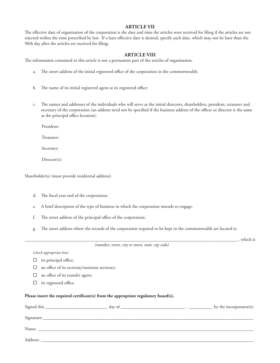 Massachusetts Articles Of Organization Fill Out Sign Online And Download Pdf Templateroller 3155