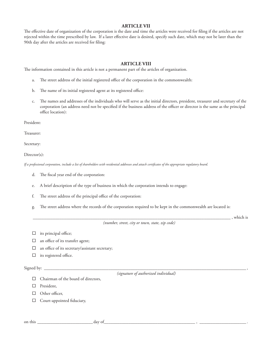 Massachusetts Articles Of Foreign Non Profit Domestication And Conversion Fill Out Sign 8976