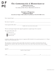 &quot;Statement of Resignation of Registered Agent&quot; - Massachusetts