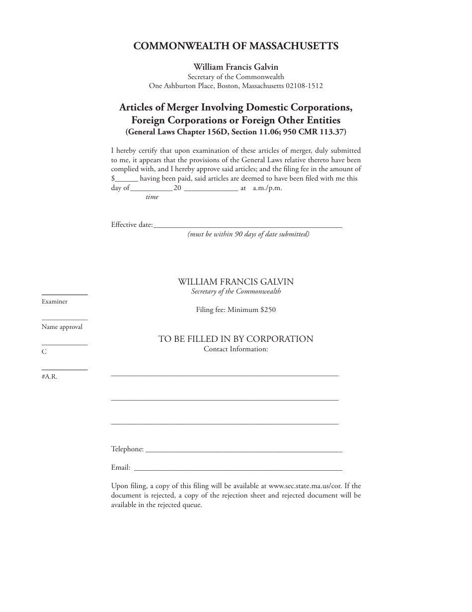 Articles of Merger Involving Domestic Corporations, Foreign Corporations or Foreign Other Entities - Massachusetts, Page 4