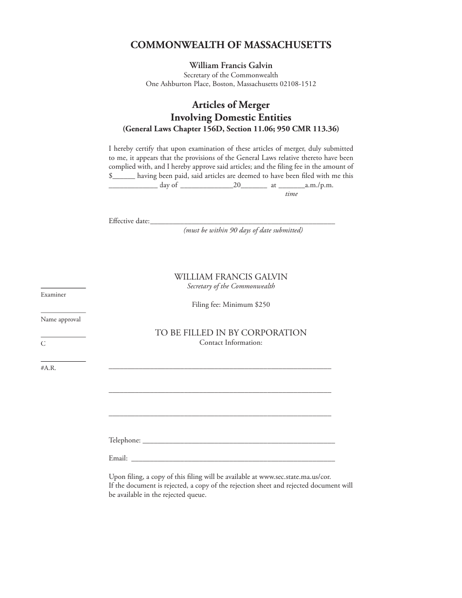 Articles of Merger Involving Domestic Entities - Massachusetts, Page 3