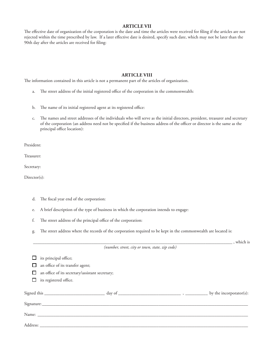 Massachusetts Articles Of Organization Fill Out Sign Online And Download Pdf Templateroller 5245