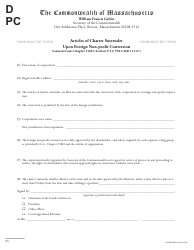 Document preview: Articles of Charter Surrender Upon Foreign Non-profit Conversion - Massachusetts