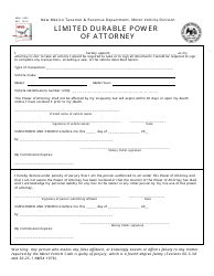 Form MVD-11020 Download Fillable PDF or Fill Online Limited Durable ...