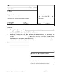 Document preview: Form JDF1313 Certificate of Service - Colorado