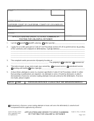 Document preview: Form LACIV107 Application and Order to Serve Summons by Posting for Unlawful Detainer - County of Los Angeles, California