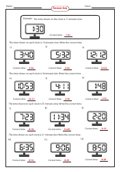 Fast &amp; Slow Clocks Addition and Subtraction Worksheet With Answer Key, Page 2