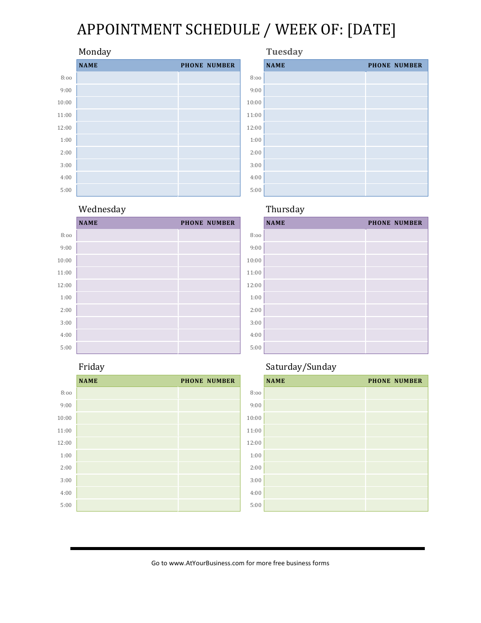 pdf medical office daily appointment schedule template