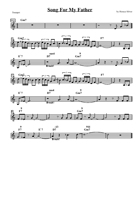 Horace Silver - Song for My Father Trumpet Sheet Music