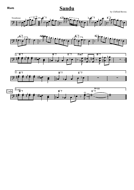 Clifford Brown - Sandu Trombone Sheet Music Download Printable PDF ...
