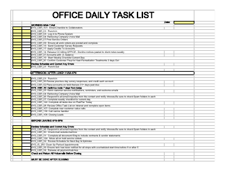 Document preview: Office Daily Task List Template