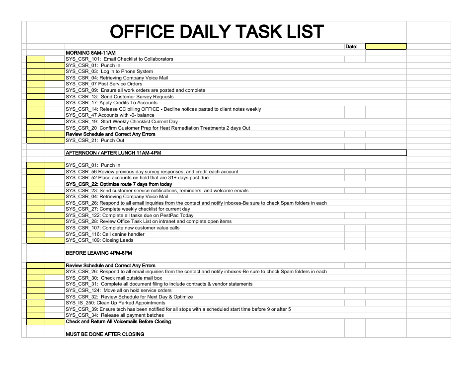 daily office management tasks