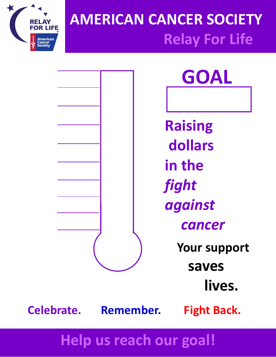 Fundraising Thermometer Template - Track Your American Cancer Society Fundraising Progress