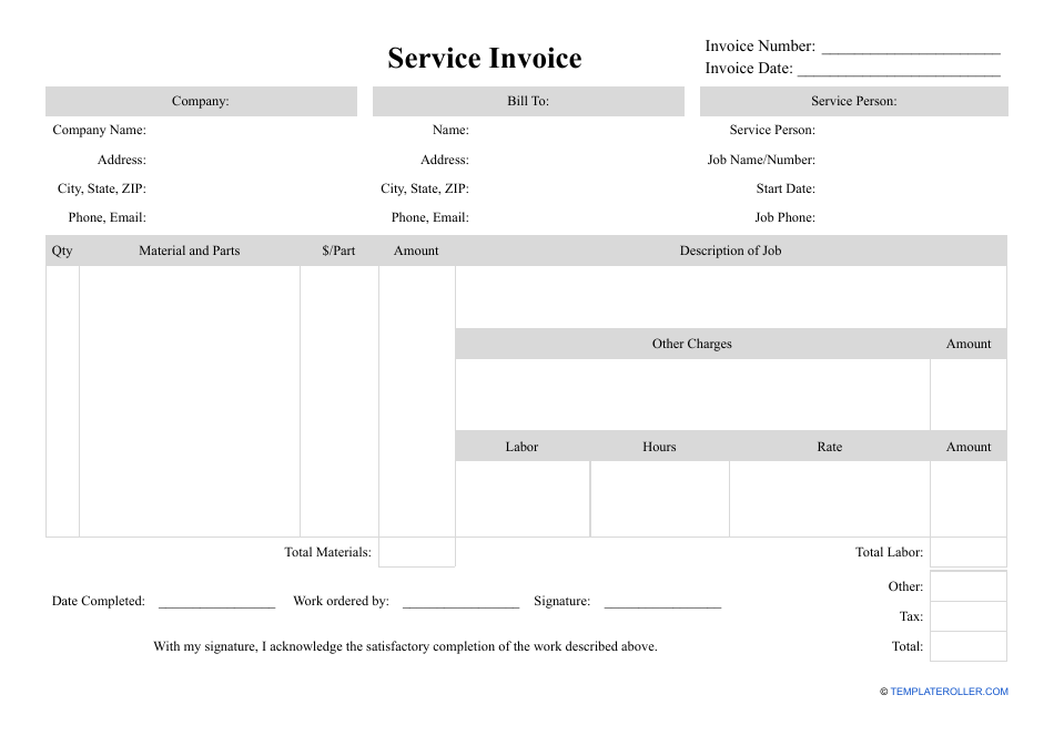 Service Invoice Template, Page 1