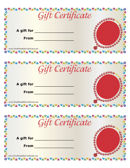 Jewelry Gift Certificate Template