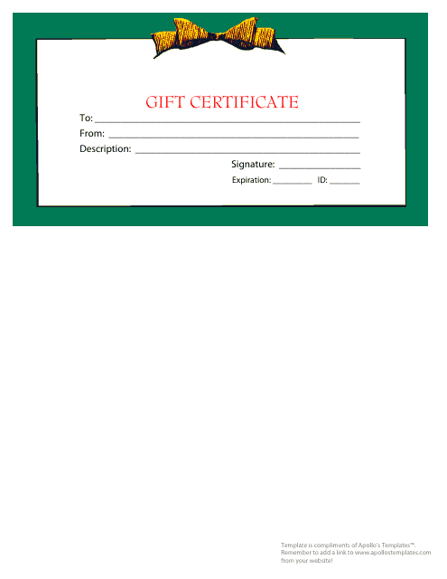 Gift Certificate Template - Green and Yellow