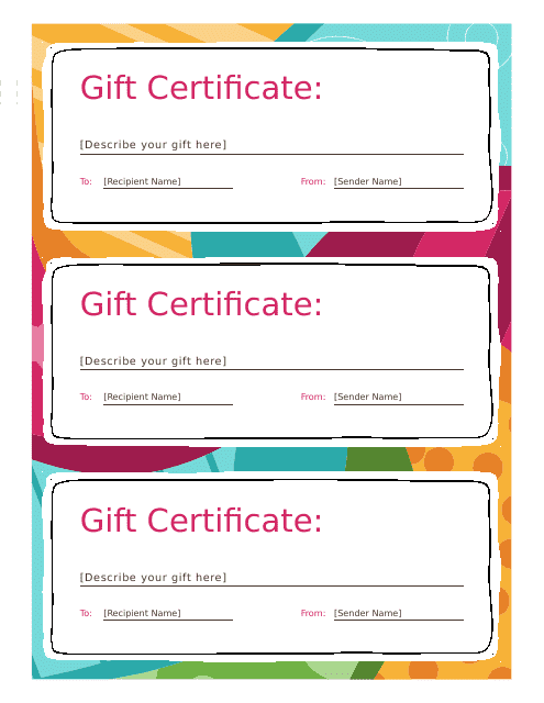Gift Certificate Template - Varicolored Download Pdf