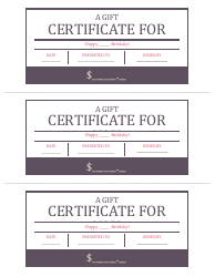 Document preview: Birthday Certificate Template