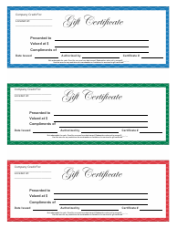 Document preview: Gift Certificate Template