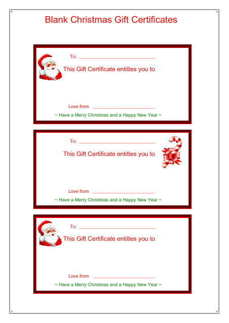 Blank Christmas Gift Certificate Template Download Printable PDF 