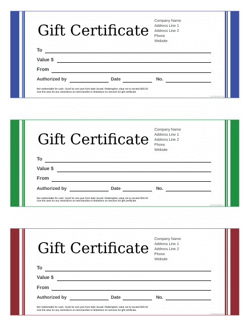 &quot;Blank Gift Certificate Template&quot; Download Pdf