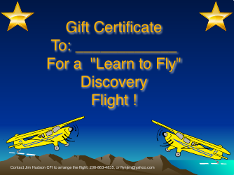 Document preview: Discovery Flight Gift Certificate Template