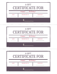 &quot;Birthday Gift Certificate Template&quot;
