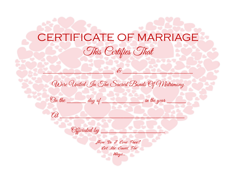 Marriage Certificate Template Download Printable PDF | Templateroller