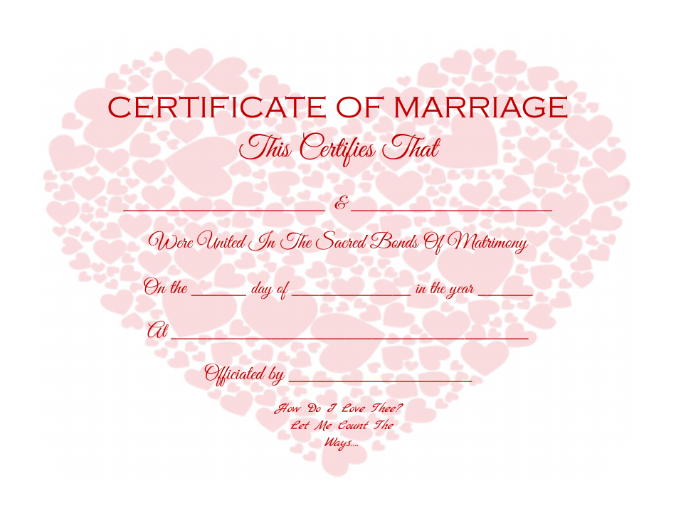 Wedding Marriage Certificate Template - Printable and Editable Design
