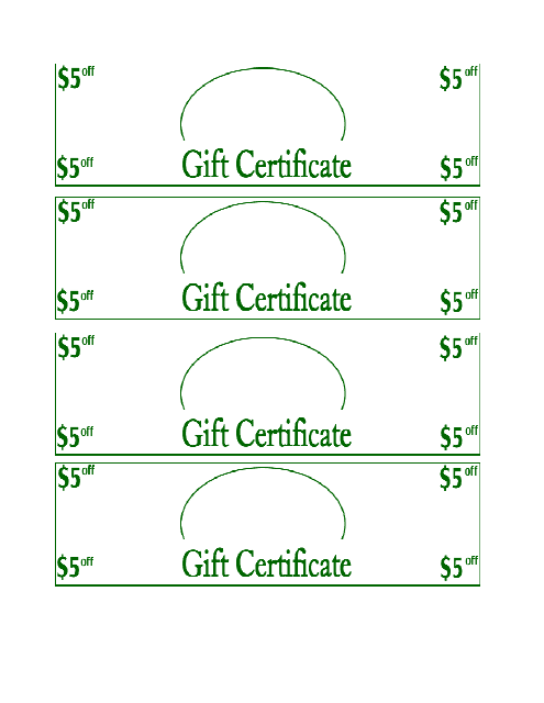 5 Dollars off Gift Certificate Template