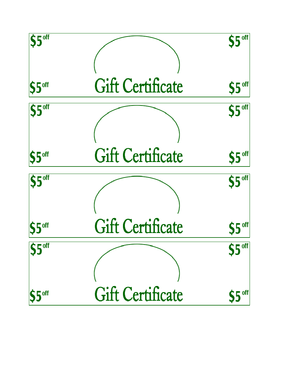5 Dollars off Gift Certificate Template Download Printable PDF ...