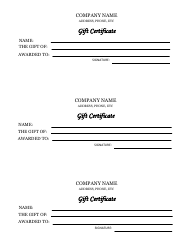 Document preview: Gift Certificate Template - White