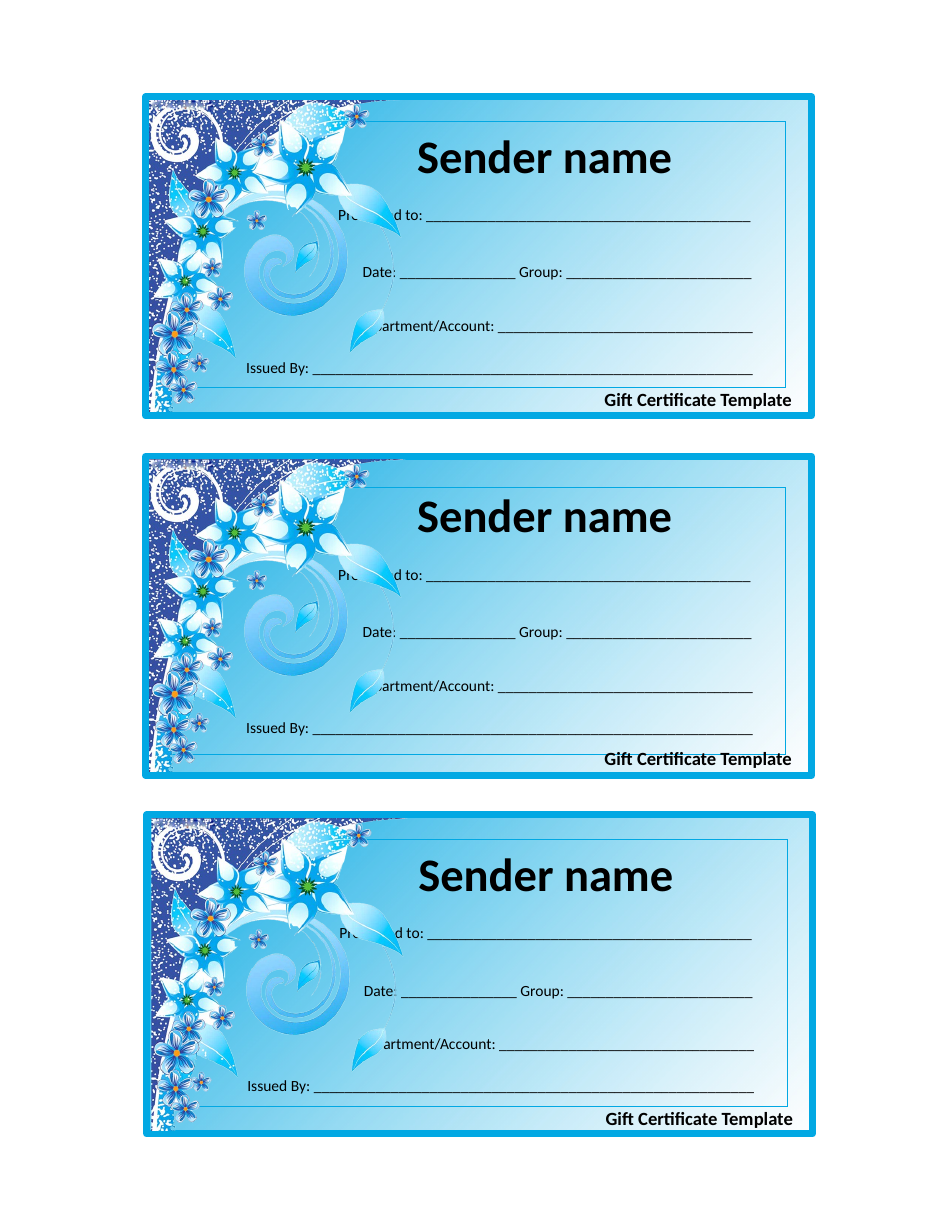 Gift Certificate Template - Flowers Download Printable PDF | Templateroller