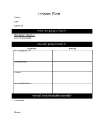 Document preview: Lesson Plan Template - Black and White