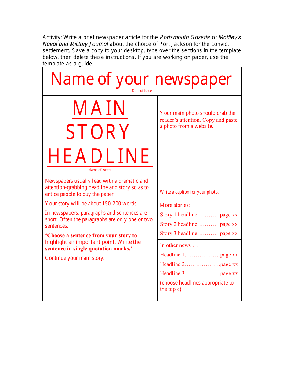 Newspaper Layout Template Download Printable PDF  Templateroller In Blank Newspaper Template For Word