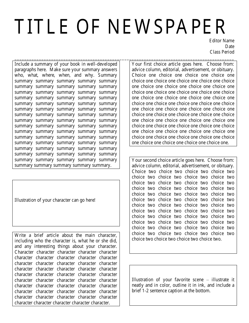 Newspaper Layout Template - Black Download Printable PDF | Templateroller
