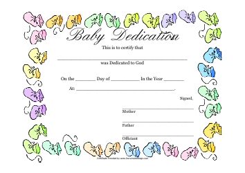 Document preview: Baby Dedication Certificate Template - Varicolored