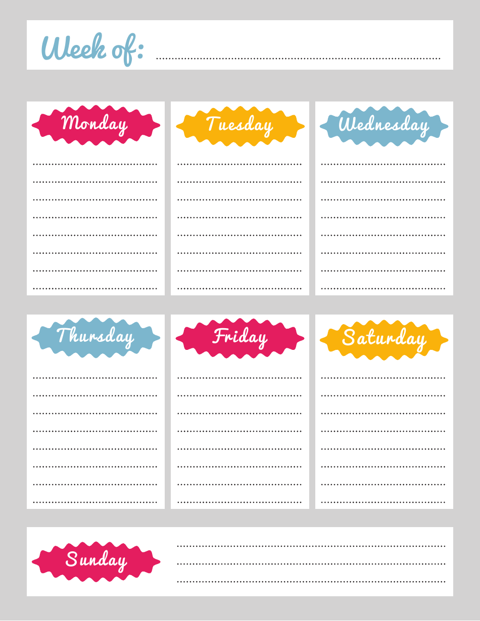 Weekly Planner Template Grey Download Printable PDF Templateroller