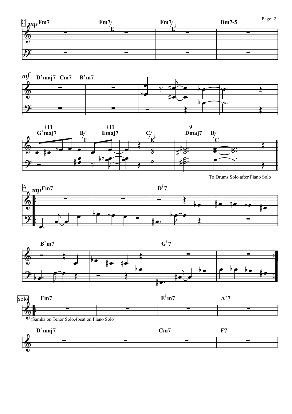 Cedar Walton - Ojos De Rojo Piano Sheet Music, Page 2