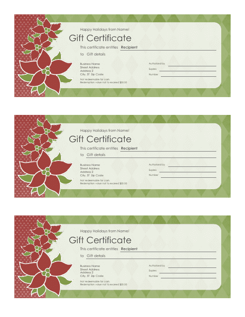 Sample &quot;Gift Certificate Template&quot; Download Pdf
