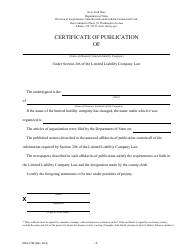 Document preview: Form DOS-1708 Certificate of Publication - New York