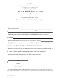 Form DOS-1708 Certificate of Publication - New York