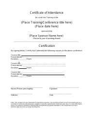 Document preview: Certificate of Attendance Template - Black
