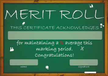 &quot;Merit Roll Certificate Template&quot;