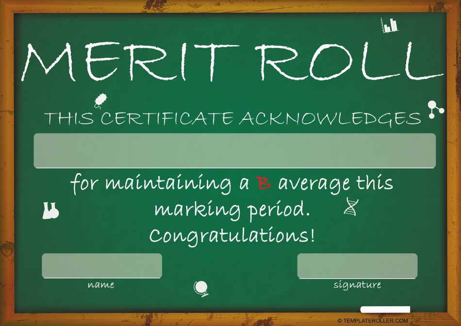 Merit Roll Certificate Template Download Printable PDF Templateroller