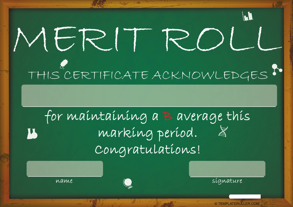 Merit Roll Certificate Template Preview