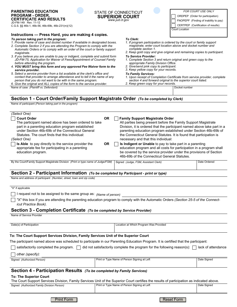 Form JD-FM-149 Download Fillable PDF or Fill Online ...