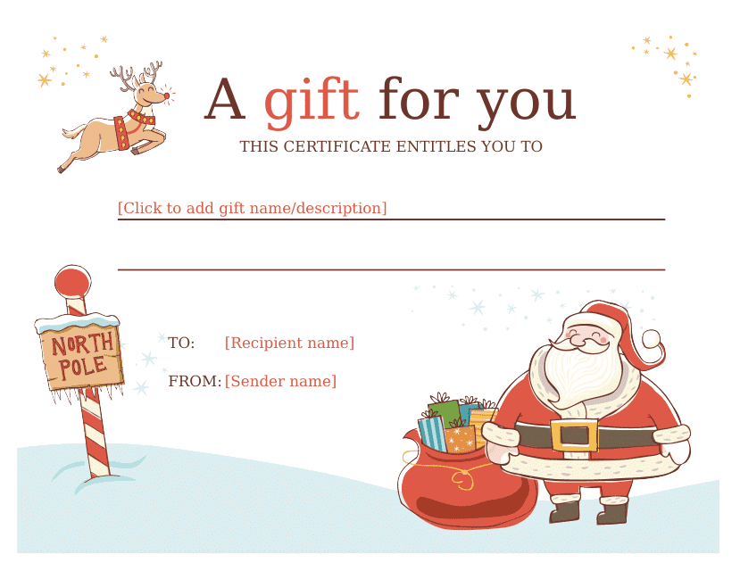 Sample Gift Certificate Template - Santa Claus Download Pdf